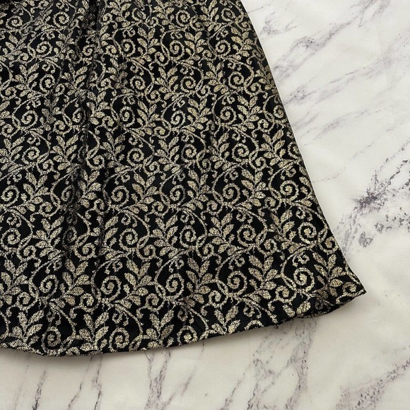 Christine David Womens Vintage Midi Skirt Size M New Gold Black Lace Metallic - Picture 3 of 10